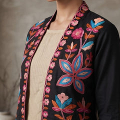 Women black  Embroidered cord  Set with Palazzo  & Matching Dupatta – Traditional Festive Ethnic Wear