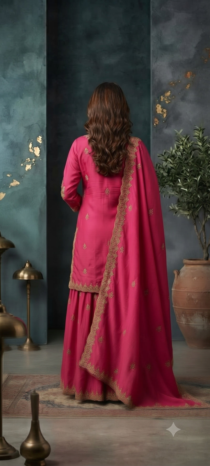 Women Ethnic Motifs Embroidered Regular Kurta with Sharara & With Dupatta