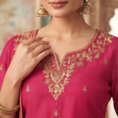 Women Ethnic Motifs Embroidered Regular Kurta with Palazzos & With Dupatta