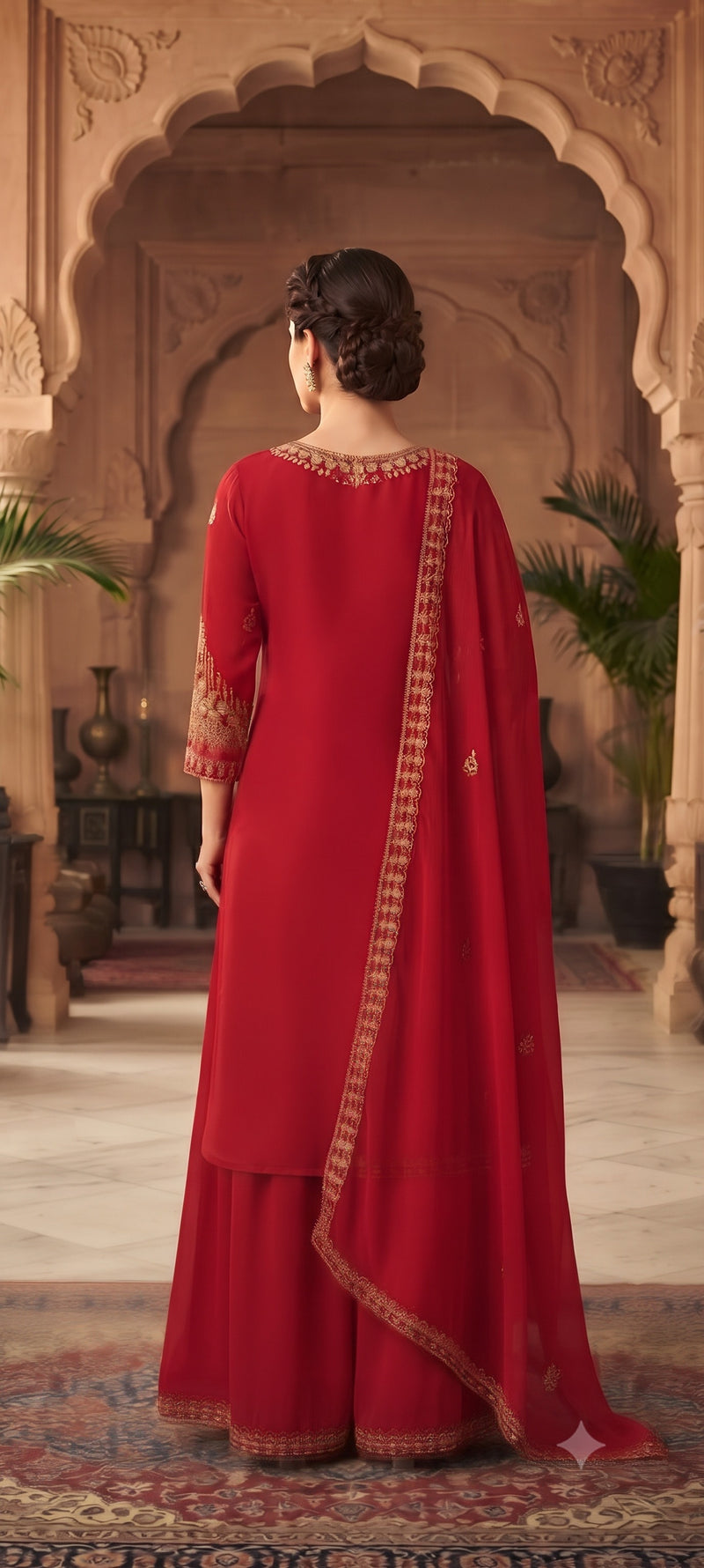 Women Ethnic Motifs Embroidered Regular Gotta Patti Kurta with Palazzos & With Dupatta