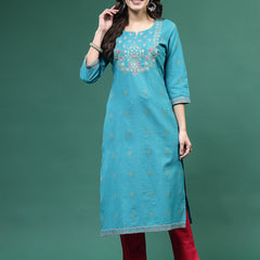 Women Embroidered Straight Kurtas