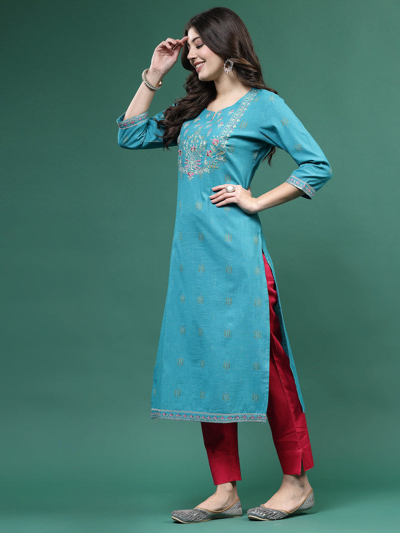 Women Embroidered Straight Kurtas
