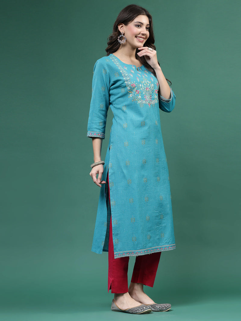 Women Embroidered Straight Kurtas