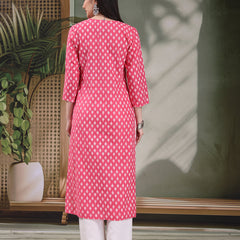 Women Floral Printed Festive Cotton Straight Kurta