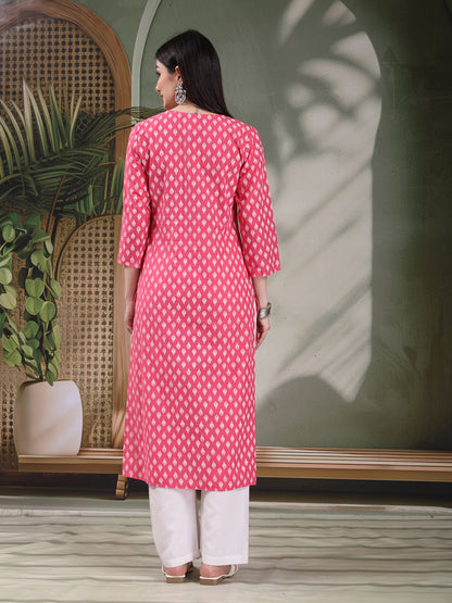 Graceful Pink Embroidered Kurti