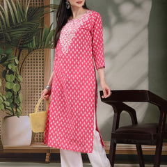 Women Floral Printed Festive Cotton Straight Kurta