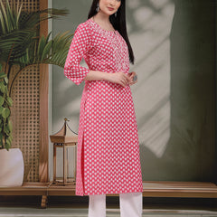 Women Floral Embroidered Festive Cotton Straight Kurtas