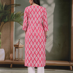 Women Floral Printed Round Neck Straight Kurta