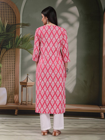Elegant Pink Printed Kurti