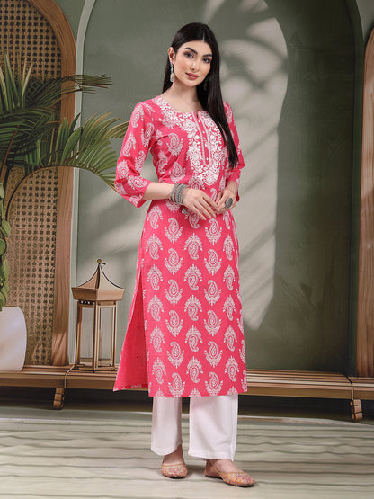 Pink Paisley Printed Kurti