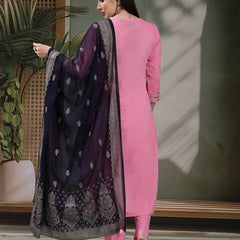 Women Embroidered Pure Cotton Straight Kurta With Trousers & Dupatta