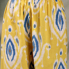 Women Yellow Color Printed Pure Cotton A-Line Kurta & Trousers