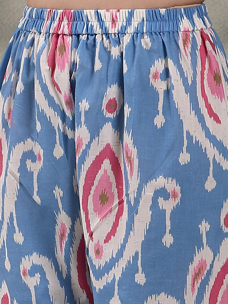 Women Ethnic Printed Pure Cotton A-Line Kurta & Trousers