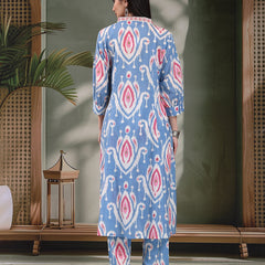 Women Ethnic Printed Pure Cotton A-Line Kurta & Trousers