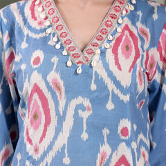 Women Ethnic Printed Pure Cotton A-Line Kurta & Trousers