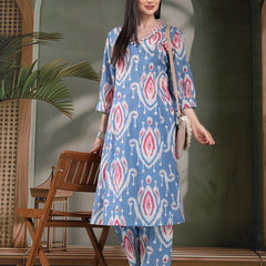 Women Ethnic Printed Pure Cotton A-Line Kurta & Trousers