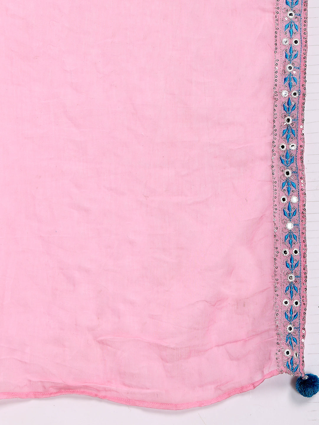 Women Solid Embroidered Cotton Kurta with Pyjama & Dupatta Set