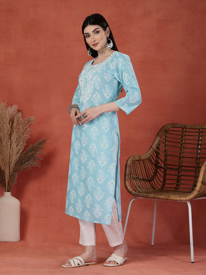 Boho Turquoise Blue Kurti