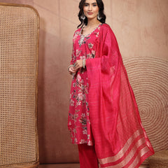Soft Pink Cotton Straight Kurta Palazzo Set with Embroidery & V-Neck