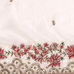 Elegant White Georgette Straight Kurta Palazzo Set with Embroidery