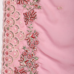 Chic Pink Georgette Straight Kurta Palazzo Set with Embroidery