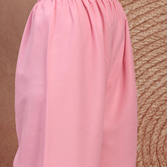 Chic Pink Georgette Straight Kurta Palazzo Set with Embroidery