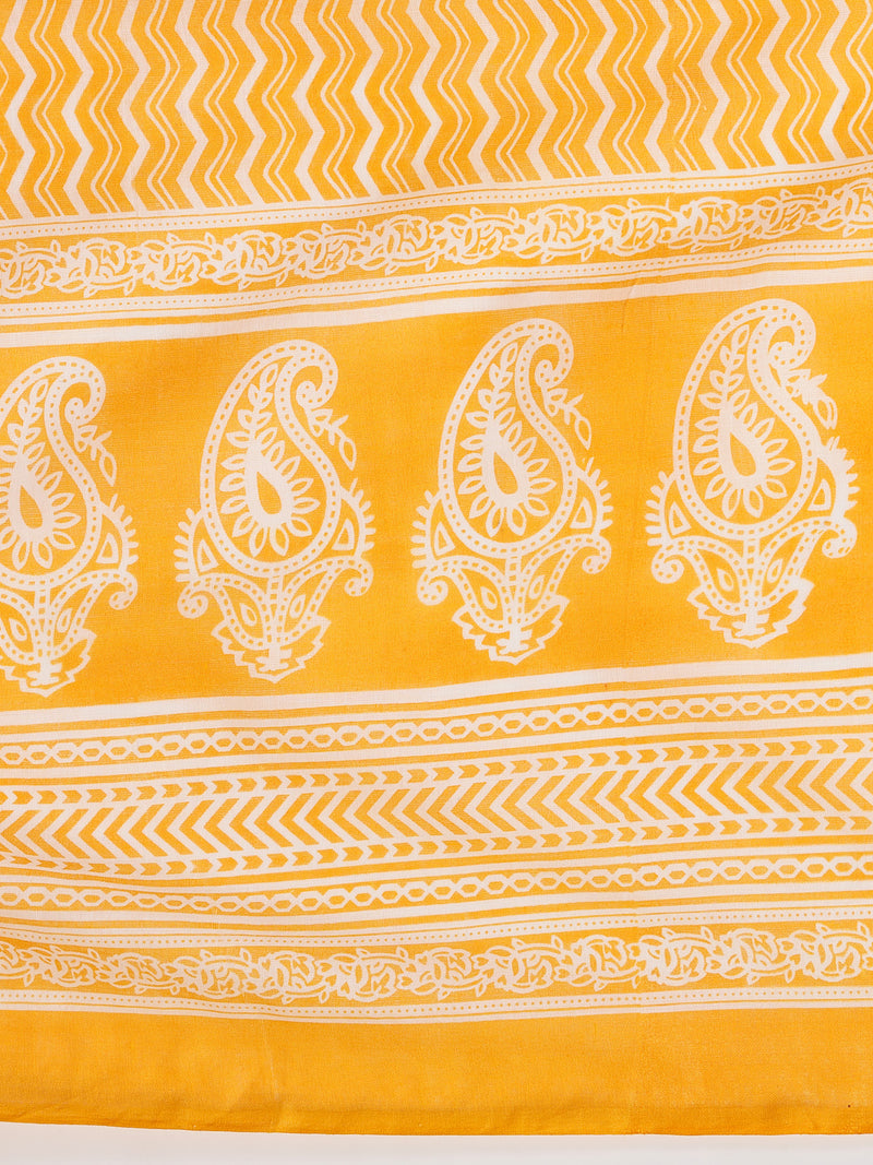 Bright Yellow Cotton Straight Kurta Palazzo Set with Embroidery