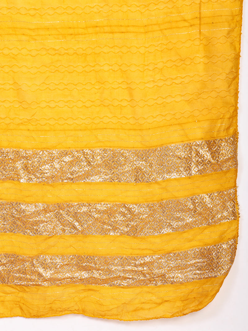 Vibrant Yellow Cotton Straight Kurta Palazzo Set with Embroidery