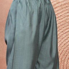 Elegant Olive Cotton Straight Kurta Palazzo Set with Embroidery & V-Neck