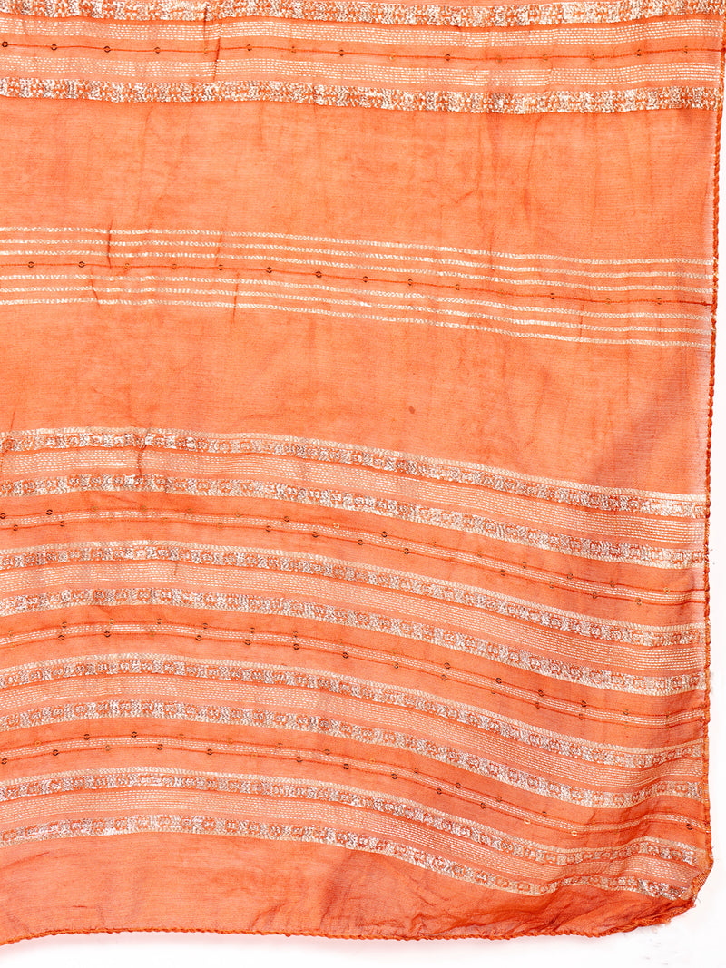 Elegant Rust Cotton Straight Kurta Palazzo Set with Embroidery & V-Neck