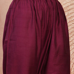 Elegant Burgundy Cotton Straight Kurta Palazzo Set with Embroidery & V-Neck