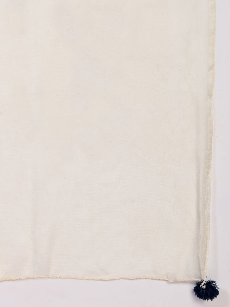Elegant Cream Viscose Rayon Straight Kurta Palazzo Set with Embroidery
