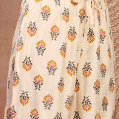 Graceful Cream Viscose Rayon Straight Kurta Palazzo Set with Embroidery