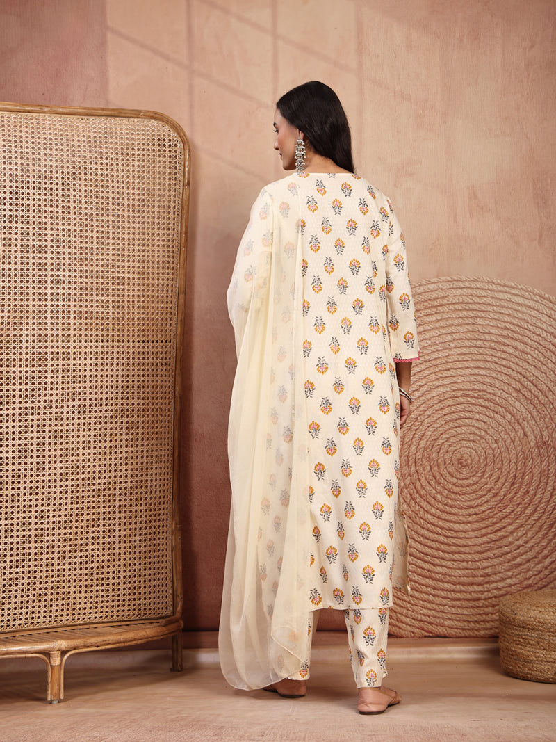 Graceful Cream Viscose Rayon Straight Kurta Palazzo Set with Embroidery