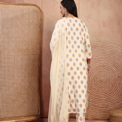 Graceful Cream Viscose Rayon Straight Kurta Palazzo Set with Embroidery