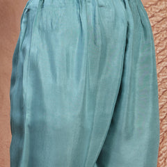 Elegant Green Cotton Printed Straight Kurta Trouser Set