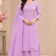 Women  purple   Embroidered Kurta Set with Palazzo  & Matching Dupatta – Traditional Festive Ethnic Wear