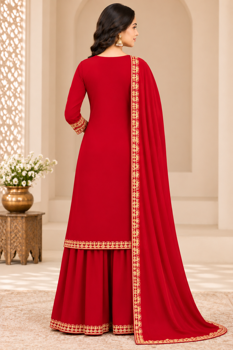Women Ethnic Motifs Embroidered Regular Gotta Patti Kurta with Palazzos & With Dupatta
