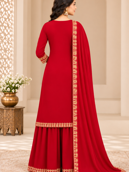 Women Ethnic Motifs Embroidered Regular Gotta Patti Kurta with Palazzos & With Dupatta