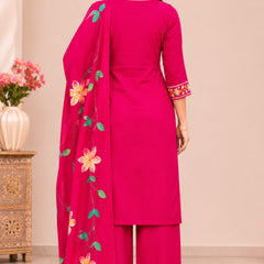 Women  pink   Embroidered Kurta Set with Palazzo  & Matching Dupatta – Traditional Festive Ethnic Wear