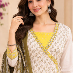 Women  Yellow  Embroidered Kurta Set with Palazzo  & Matching Dupatta – Traditional Festive Ethnic Wear