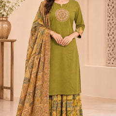 Women light green    Embroidered Kurta Set with Palazzo  & Matching Dupatta – Traditional Festive Ethnic Wear
