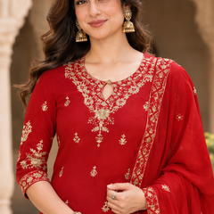 Women Ethnic Motifs Embroidered Regular Gotta Patti Kurta with Trousers & With Dupatta