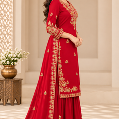 Women Ethnic Motifs Embroidered Regular Gotta Patti Kurta with Palazzos & With Dupatta
