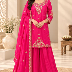 Women Ethnic Motifs Embroidered Regular Kurta with Palazzos & With Dupatta