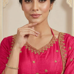 Women Pink  Embroidered Kurta Set with Palazzo Pants & Matching Dupatta – Traditional Festive Ethnic Wear