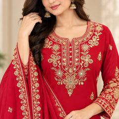 Women Ethnic Motifs Embroidered Regular Gotta Patti Kurta with Palazzos & With Dupatta