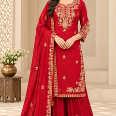 Women Ethnic Motifs Embroidered Regular Gotta Patti Kurta with Palazzos & With Dupatta