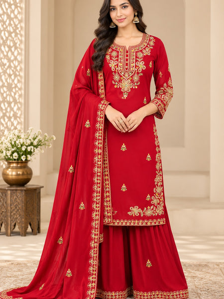 Women Ethnic Motifs Embroidered Regular Gotta Patti Kurta with Palazzos & With Dupatta
