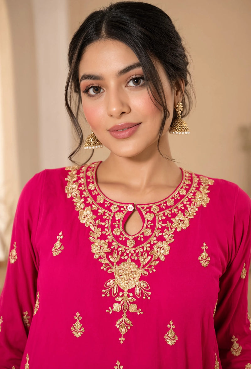 Women Ethnic Motifs Embroidered Regular Kurta with Palazzos & With Dupatta